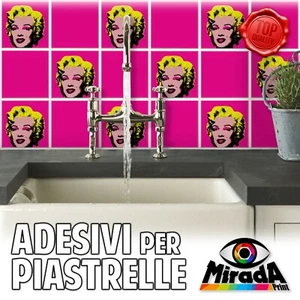 ADESIVI MURALI PER PIASTRELLE IN PVC POP ART MARILYN fucsia rosa cucina bagno  - Imagen 1 de 14