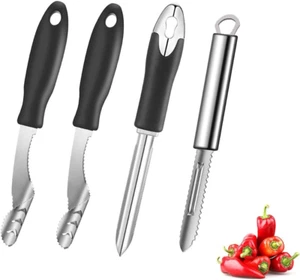 4 Pieces Pepper Corer Zucchini Cucumber Core Deseeder Chili Jalapeno Pepper C... - Picture 1 of 12