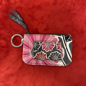 VERA BRADLEY ZIP ID CASE Key Ring Wallet CHERRY BLOSSOMS Pink/white Coin Purse - Picture 1 of 10