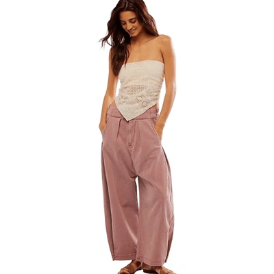 Free People Cool Harbor Wide-Leg Pants Size Small Withered Rose High Rise Barrel - Image 1 of 4