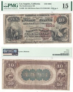 1882 $10 Los Angeles, California Charter 5993 PMG Ch F-15 - Picture 1 of 1