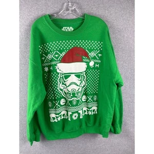 Star Wars Christmas Sweatshirt Men's XL Green Stormtrooper Santa Hat Holiday - Picture 1 of 6