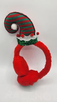 Christmas Elf Earmuffs for Women Red, Green , And White Faux Fur - Image 1 of 3