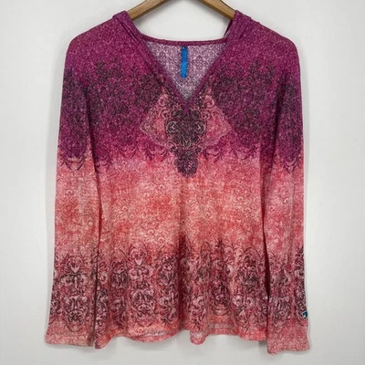 Sudadera con Capucha Kuhl Para Mujer Talla L Púrpura Ligera Pullover Estampado Floral Boho Foto 1 de 4