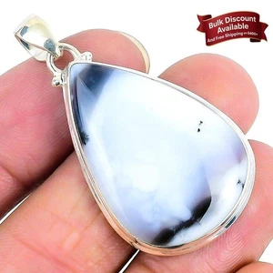 Natürlicher Dendrit Opal Sterlingsilber Art Deco Frau Jahrestag Hochzeit Anhänger - Bild 1 von 7