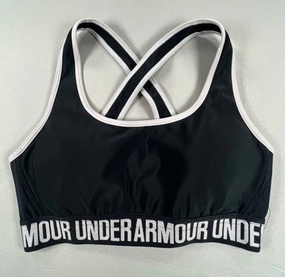 Under Armour Racerback Sports Bra in Black (with Liner Cups) - Women's Small - Image 1 of 3