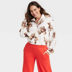 Grayson Threads Teddybär Sherpa Grafik Jacke Damen Small Full-Zip Off-White - Bild 1 von 12