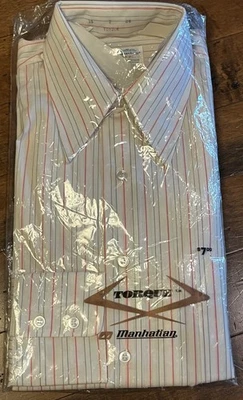 Vintage 1970’s Manhattan Torque Button Down Shirt Men Sz 15 / 32 Disco NEW !!! - Image 1 of 4
