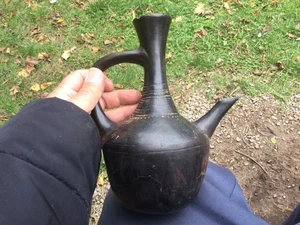 7-1/2 Zoll schwarze Keramik alter etruskischer Wasserkrug keine Reserve - Bild 1 von 7