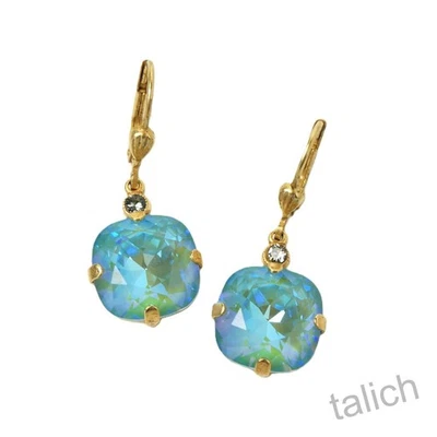 Pendientes grandes redondos de oro de cristal salvia sedosa La Vie Parisienne Catherine Popesco Foto 1 de 4