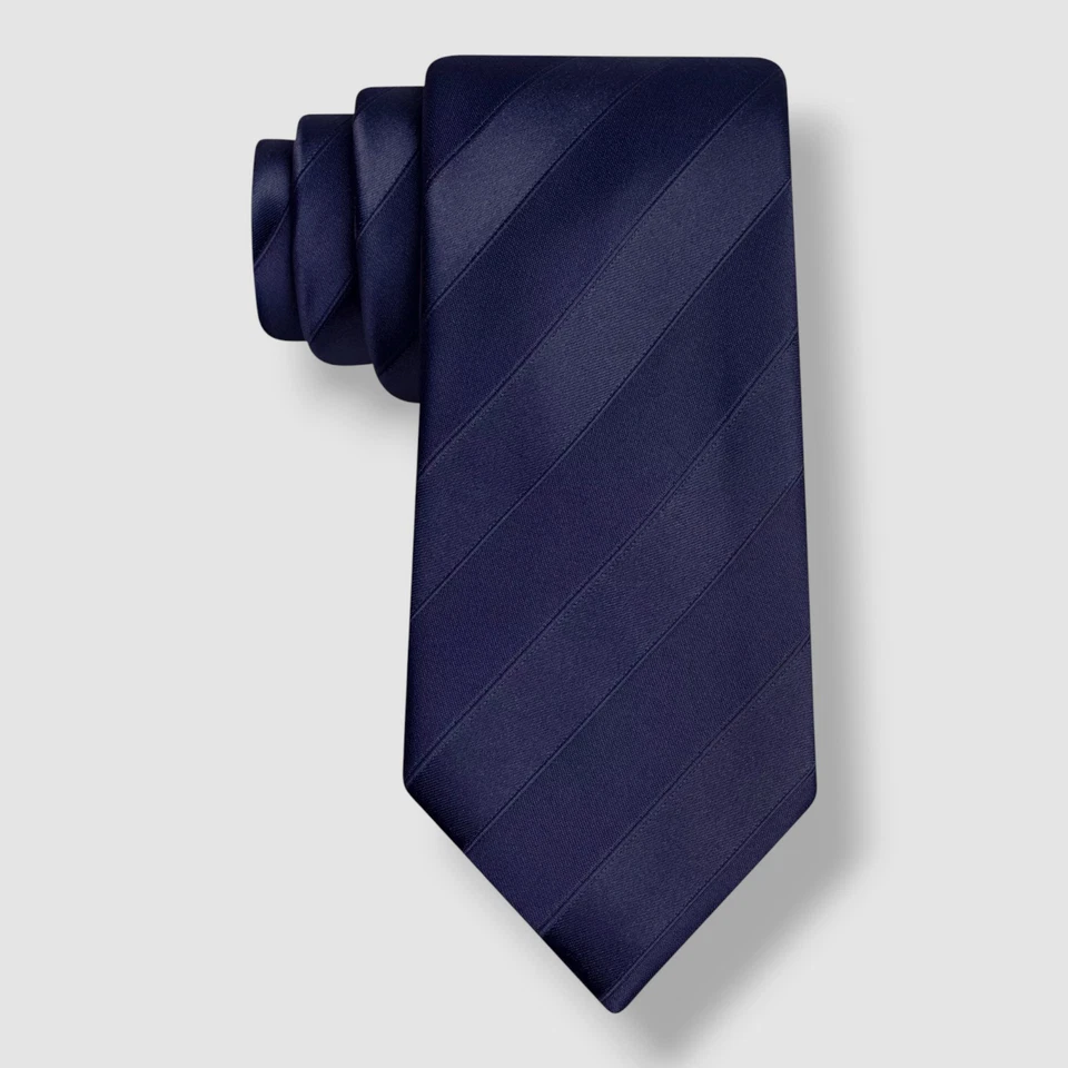 Sean John Men's Neck Tie Navy Blue Wilson Solid Striped SKINNY Silk 457