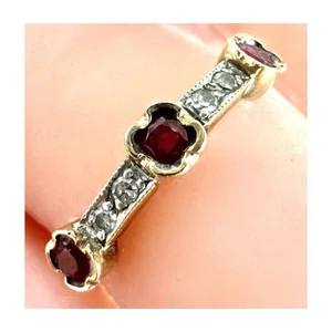 9ct Solid Yellow Gold Ruby Diamond Ring Hallmarked 375 9K 1.21g Size M - Picture 1 of 24