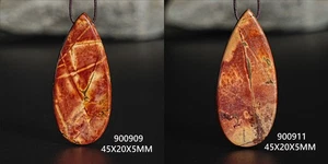 Natürlicher rotbrauner Creek Jaspis Anhänger - Tropfen oben gebohrt Edelstein Halskette - Bild 1 von 7