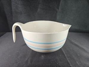 Vtg McCoy #129 Mixing Batter Bowl Spout 2 Qt Pink Blue Stripe Country Farmhouse - Picture 1 of 12