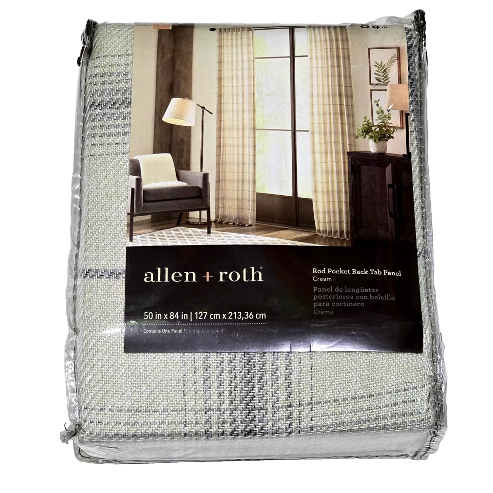 Panel de lengüeta trasera de bolsillo Allen Roth Roth Rod 50x84 pulgadas Englewood 3728147 crema Foto 1 de 1