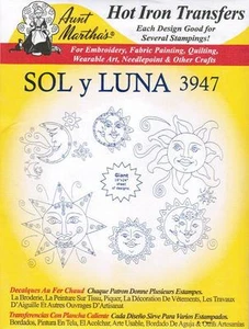 Sol y Luna Sun & Moon Aunt Martha's Hot Iron Embroidery Transfer #3947 - Picture 1 of 1