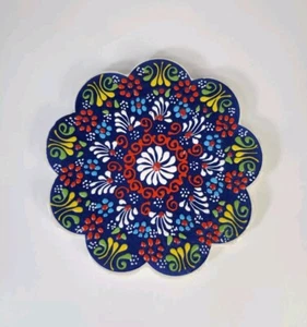 Traditional Iznik Turkish Ceramic Art Blue Colorful Floral Tile Trivet 7" - Picture 1 of 8