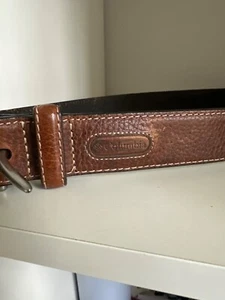 Columbia SportsWear Belt Mens 36 Leather brushed silver buckle - Picture 1 of 8