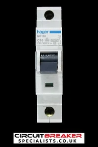 HAGER 16 AMP CURVE C 10kA MCB CIRCUIT BREAKER NC116 463116 - Picture 1 of 6
