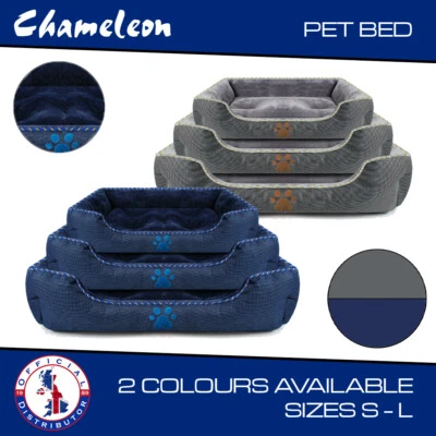 Pet Dog Bed 3 Sizes S M L -  2 colors- blue- grey Premium super soft - Image 1 of 4