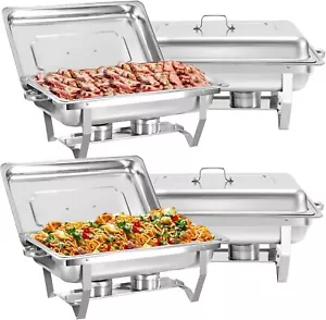 Edelstahl Chafing Dish Set Gastronomie Chafer Speisenwärmer 9 Quart 4er Pack Silber - Bild 1 von 8