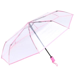 1pc Triple Folding Clear Umbrella Outdoor Umbrella for Rainy Day Use - Picture 1 of 12