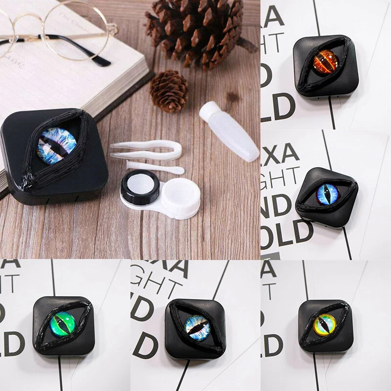 Portable WHITE Eyes Lens Box Lenses BLACK Contact Storage Gifts Case Personality - Imagen 1 de 4