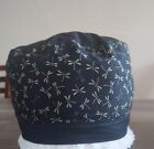 Dragonfly Black Surgical Scrub Hat/Cap Handmade