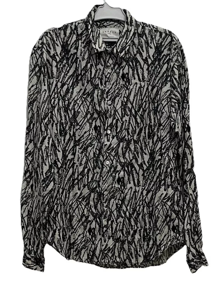 SANDRO PARIS CAMOUFLAGE  SHIRT SIZE M COTTON LONG SLEEVE MADE IN TUNISIA #B2 - Image 1 of 4
