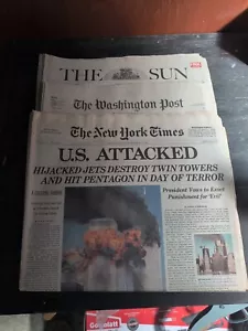 ORIGINAL SEPTEMBER 12, 2001 NEW YORK TIMES , Washington Post, Sun NEWSPAPER 911 - Picture 1 of 4