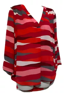 a.n.a- Blusa mangas larga para mujer, cuello V, multicolor, informal. - Picture 1 of 6