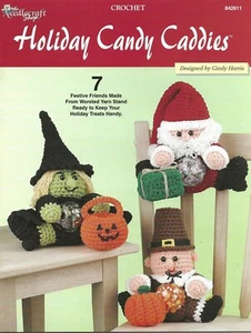 Holiday Candy Caddies Crochet Bunny Leprechaun Santa Claus Cupid Pilgrim Clown - Picture 1 of 2