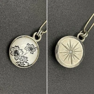 Sterling Greek Star of Vergina Floral Double Sided Pendant Necklace - Picture 1 of 7