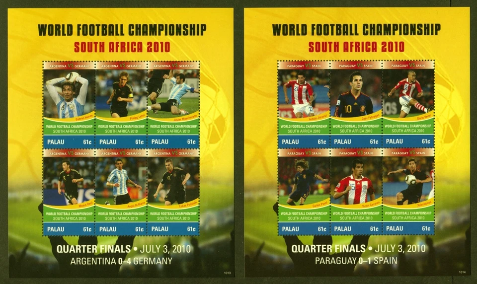 Palau Sc# 1021-2, 2010 World Cup Soccer - 2 Sheets of 6, VF/XF MNH, SCV: $15.00 - Image 1 of 1