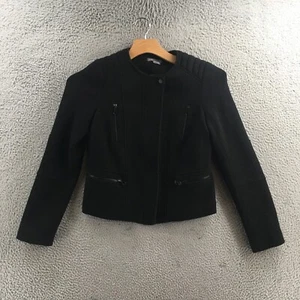 Chaqueta Vince Camuto Moto Mujer 6 Negra Mezcla Lana Blazer Manga Larga Informal Cremallera - Imagen 1 de 18