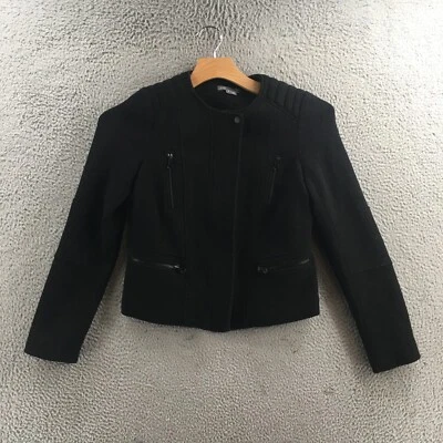 Vince Camuto Moto куртка женщин 6 черный шерсти смесь блейзер длинным рукавом повседневный молнии - Изображение 1 из 4