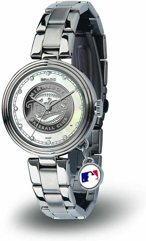 NEW! MINNESOTA TWINS WOMEN'S CHARM WATCH MOTHER OF PEARL LICENSED Cover