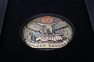 NRA GOLDEN EAGLES Limited Edition Brass Belt Buckle 930741, Made in USA, NIB - Picture 1 of 4
