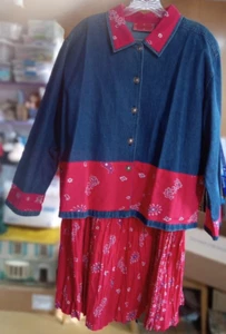 VTG "New Identity" Square Dance Denim Blouse/ Skirt Size L Country Rockabilly - Picture 1 of 7