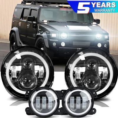Kit combinado de faros LED de 7 pulgadas DRL y luces antiniebla de 4" para Hummer H2 H3T 06-10 Foto 1 de 4
