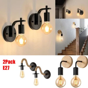 2 Pack Vintage Indoor Wall Lights Hallway Wall Lamp Living Room Modern Bedroom - Picture 1 of 27