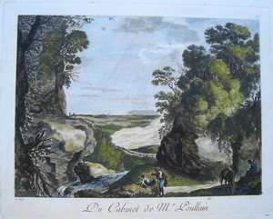 Du Cabinet de Mr. Poullain Südliche Landschaft kol. Kupferstich von Börgnet 1780 - Picture 1 of 1