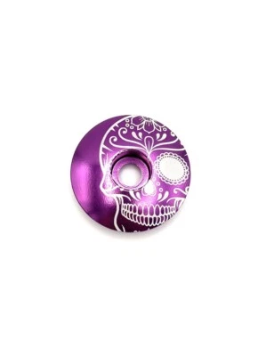 Día de los Muertos Calavera de Azúcar Auriculares Bicicleta Tapa de Vástago Superior 1 1/8" Púrpura Foto 1 de 4