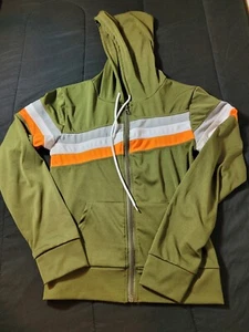 AQ Sports Women's Poly Stripe Zip Front Hoodie Jacket Jogger Set Large Green - Picture 1 of 17