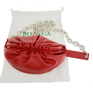 BOTTEGA VENETA La Cadena Bolsa Bolso de Hombro Cuero Rojo Plata 609RF159 - Imagen 1 de 17