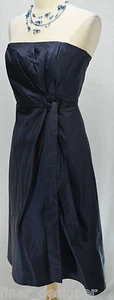 NWT $178 TALBOTS Navy Blue strapless pleat DOUPIONI SILK DRESS cocktail Dress 4 - Picture 1 of 5