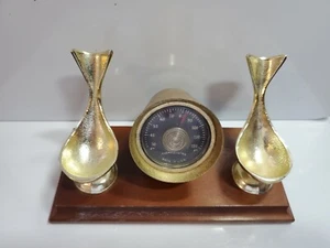 Reposo de tubería de escritorio vintage PAX tono dorado metal doble soporte y termómetro 3007/44 - Imagen 1 de 8