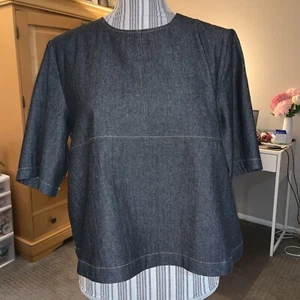 Mignon Doo Damen-Oberteil schwarz Denim kastenförmig kurz Gr. M - Bild 1 von 8