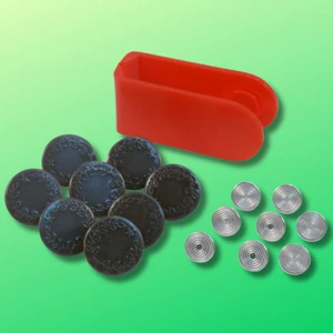 00841 Jean Buttons Kit 8 Sets With Tool Easy Replacement For Denim Buttons New - Picture 1 of 10