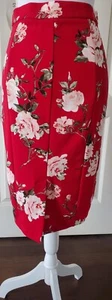 Dynamite Brand - Ladies Pencil Skirt - Red with Roses - Size Small - Picture 1 of 7